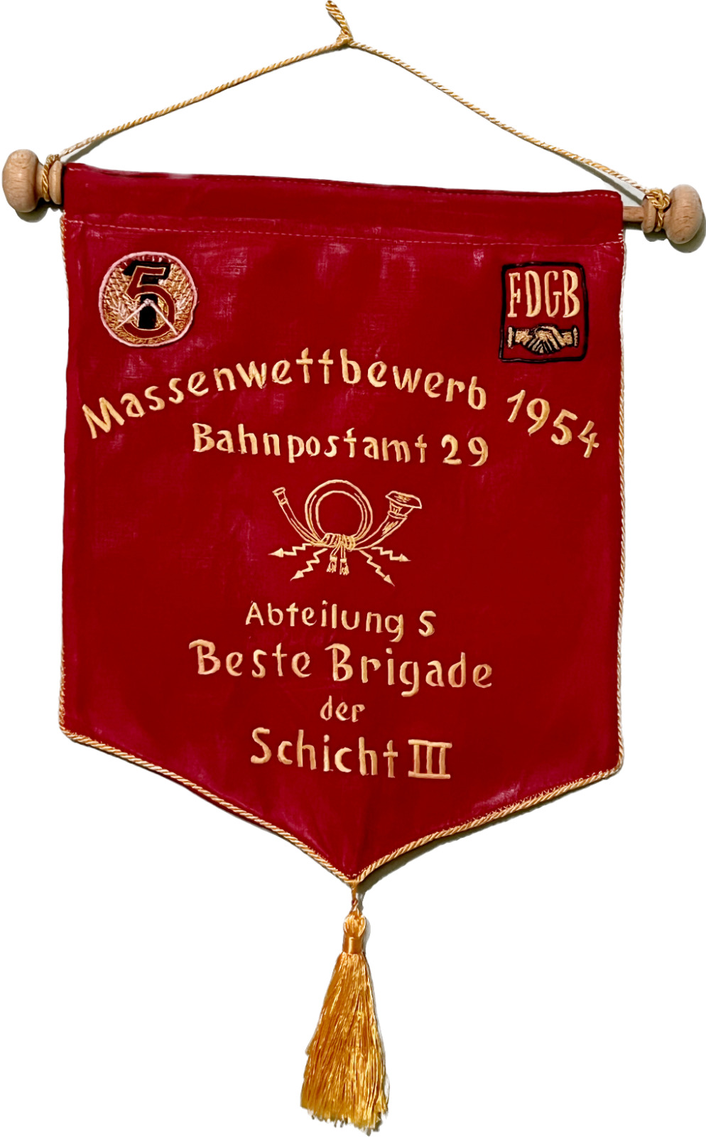 Germany Post Pennant Silk Communist Flag Award 1954
