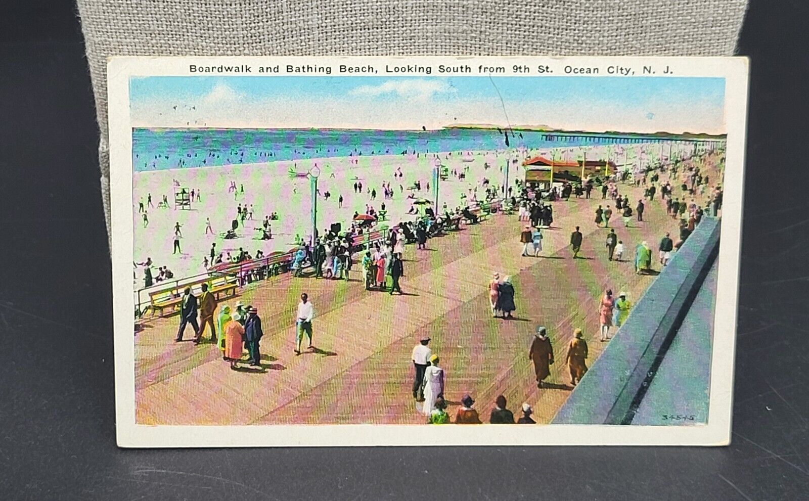 posted 1932 postcard, Boardwalk and Bathing Beach, Ocean City, New Jersey