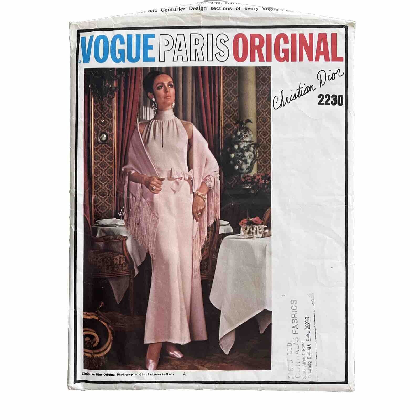 Vogue 2230 Paris Original Christian Dior Semi-Fitted Dress Size 10 Bust 32.5\