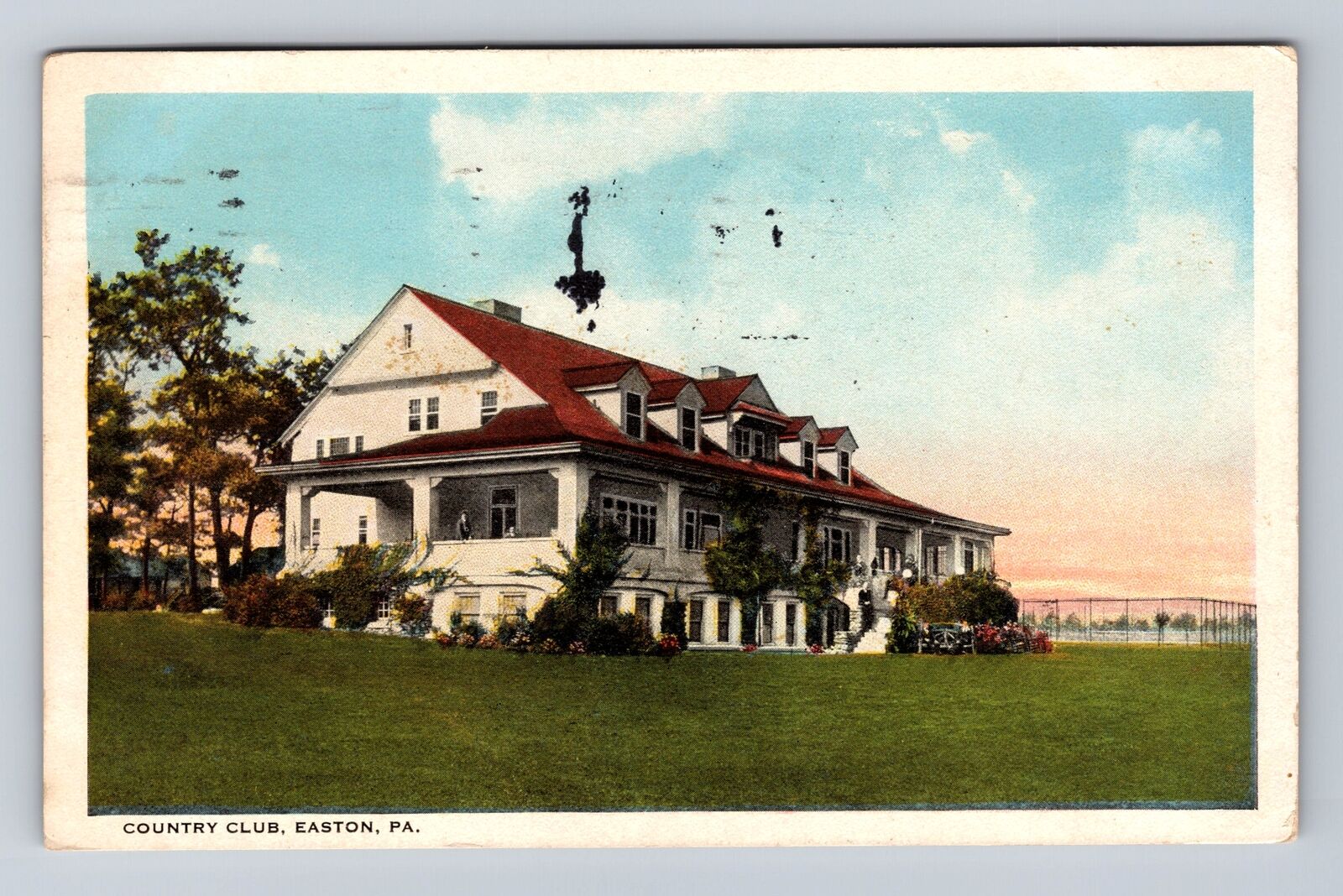 Easton PA-Pennsylvania, Country Club, Clubhouse, Antique Vintage c1924 Postcard