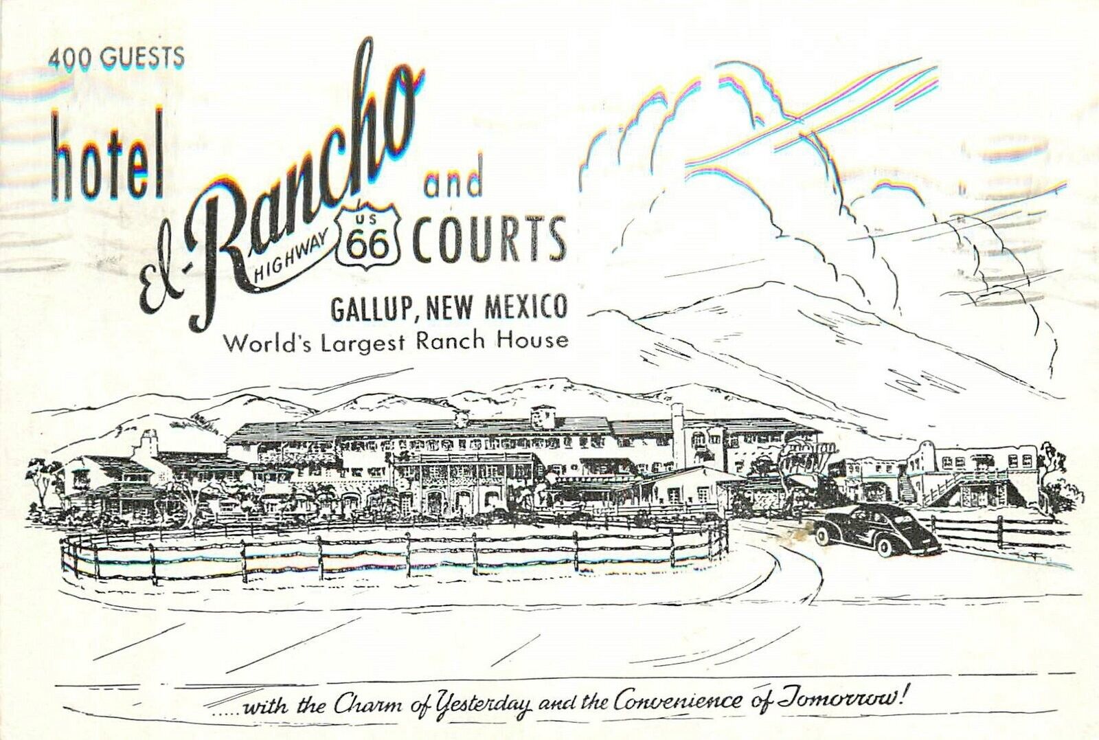 Postcard 1946 New Mexico Gallup Hotel El Rancho Route 66 occupation NM24-1239