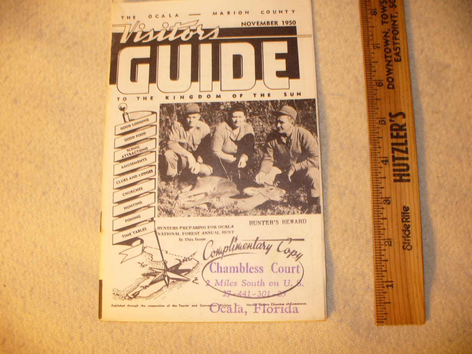 1950 Nov. Ocala- Marion County Visitors Guide 23 page Booklet Deer Hunting Cover