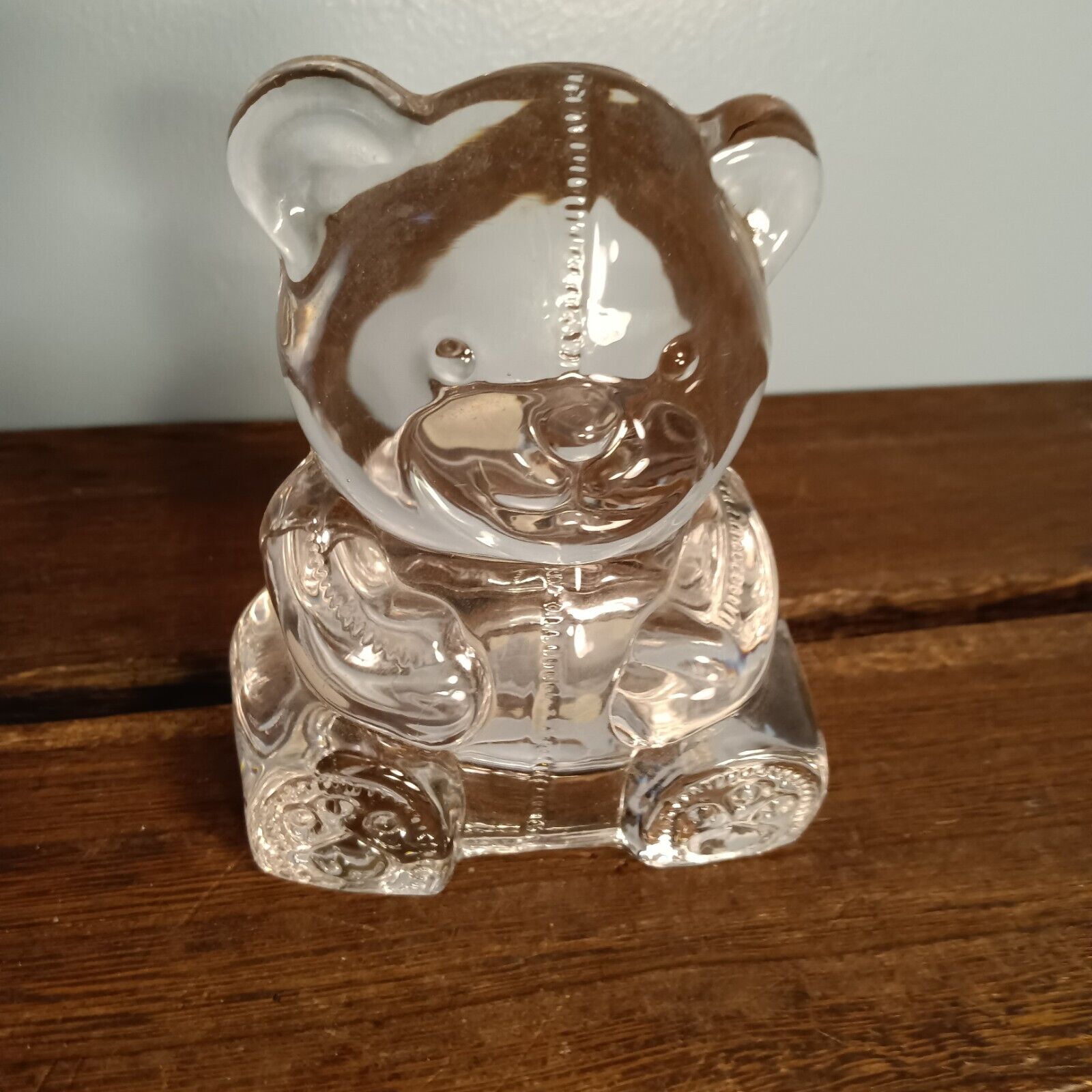 Vintage Party Lite Clear Glass Teddy Bear Tealight Candle Holder