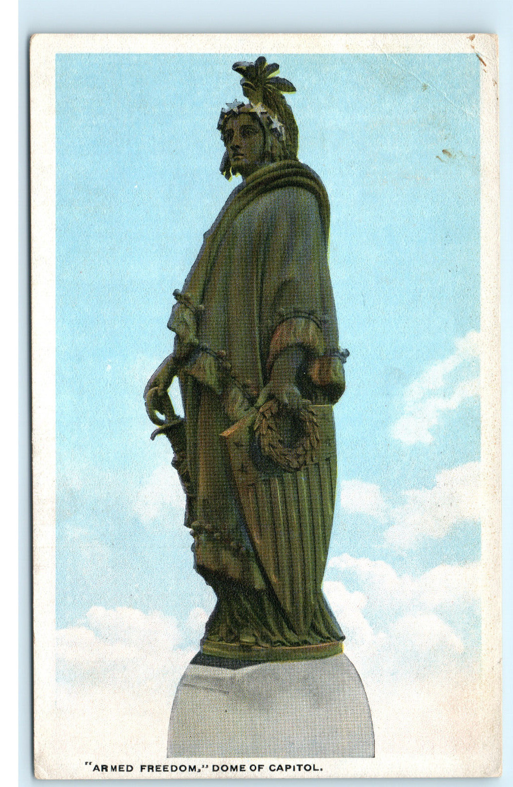 Armed Freedom Dome Capitol Bronze Statue Armed Liberty Vintage Postcard F10
