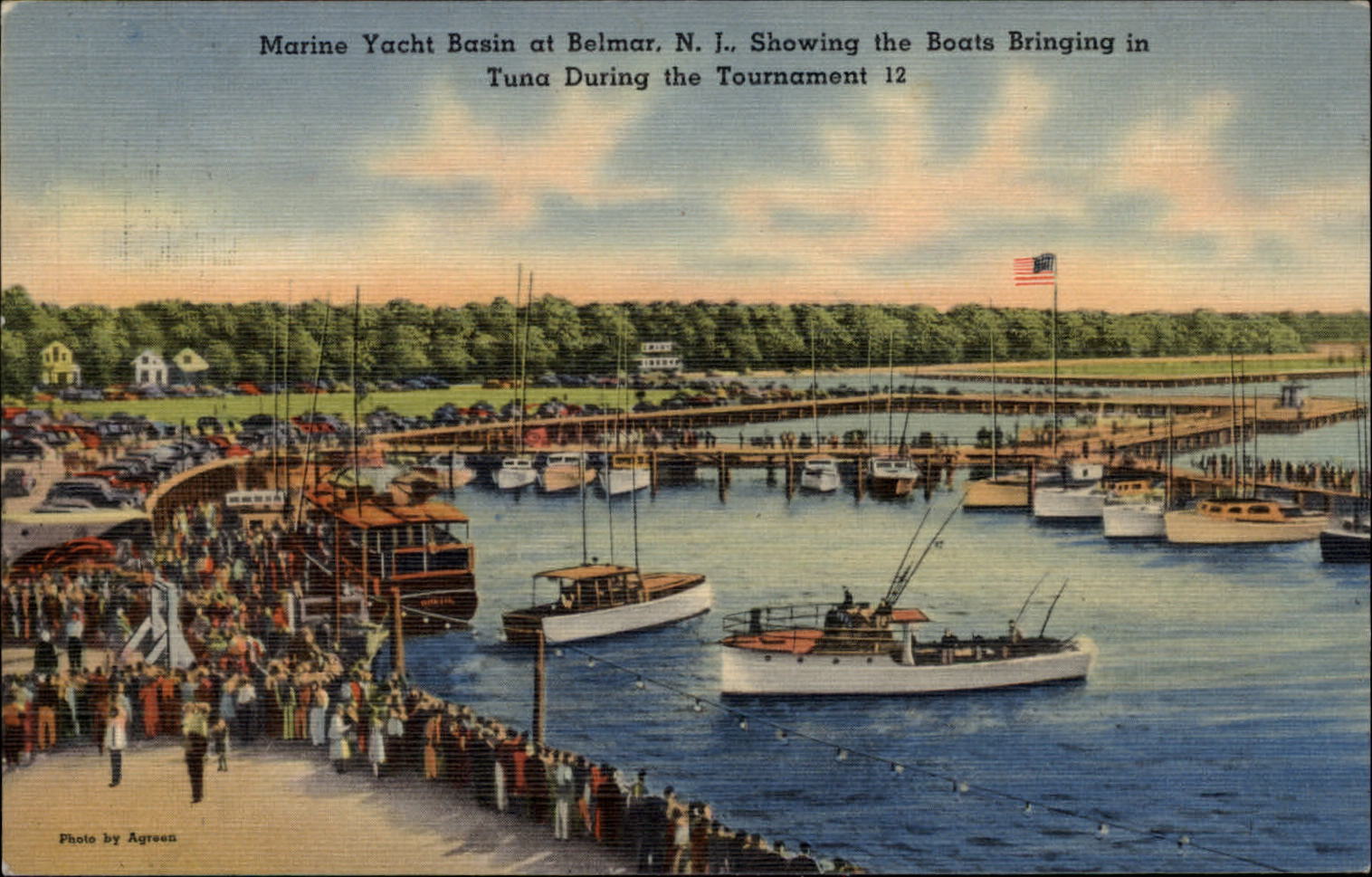 New Jersey Belmar Marine Yacht Basin tuna boats coming in ~ postcard sku599