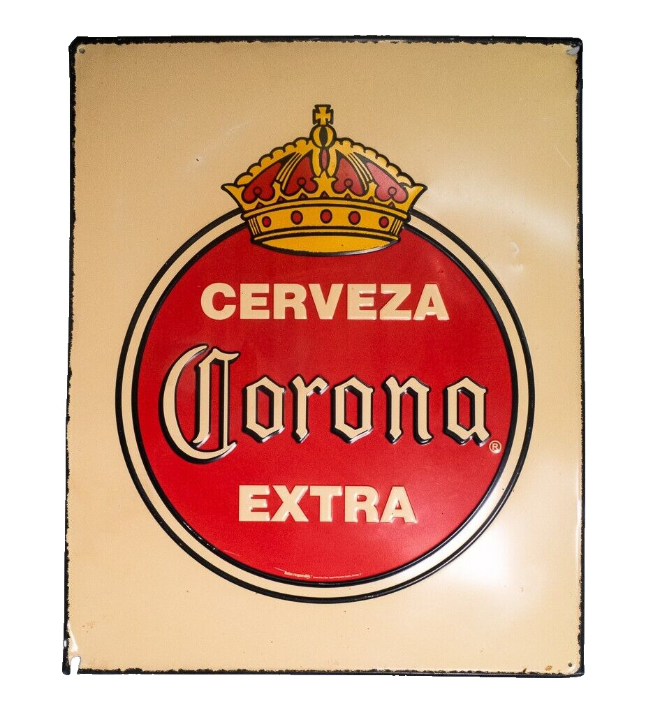 Vintage Corona Extra Metal Beer Tin Sign Cerveza  21\