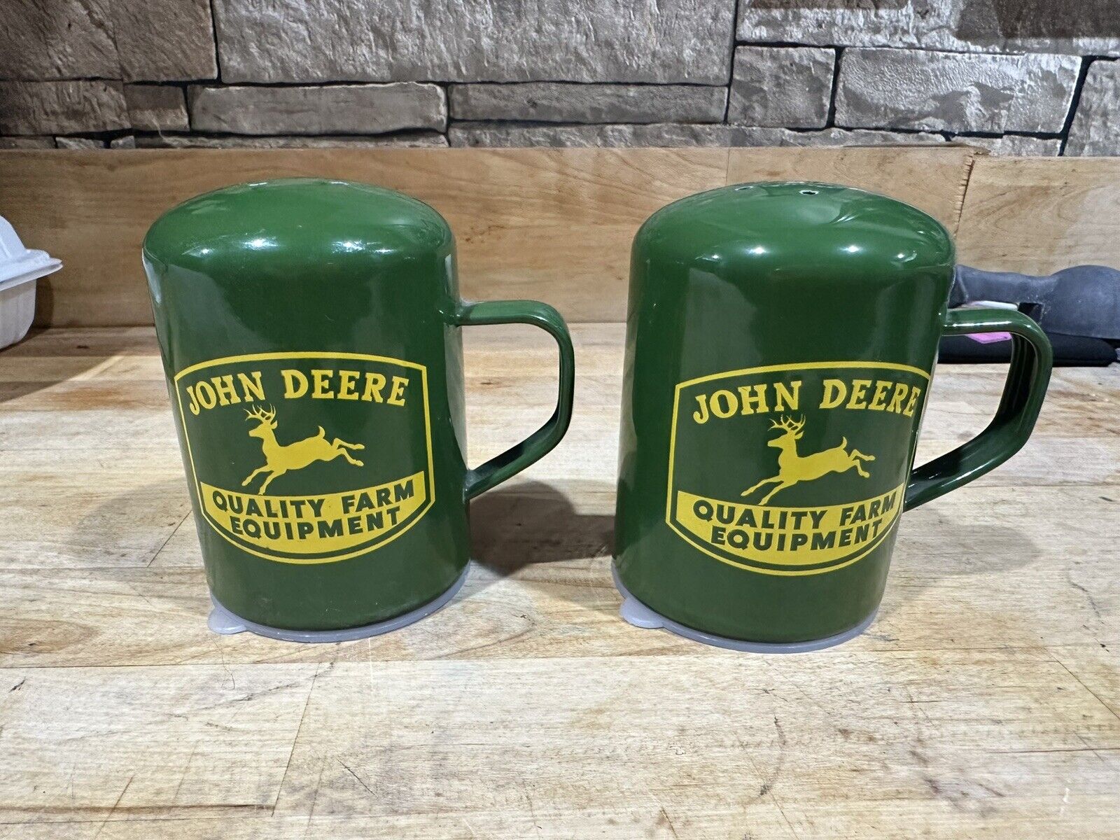 Vintage John Deere Salt Pepper Shakers Sunbelt Marketing Hunter Green Color GUC