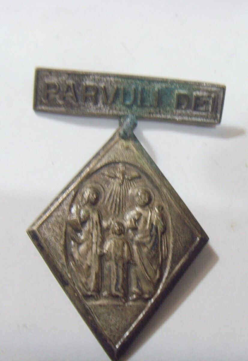 1950s Catholic Holy Family Holy Ghost Parvuli Dei religious pin brooch 52913