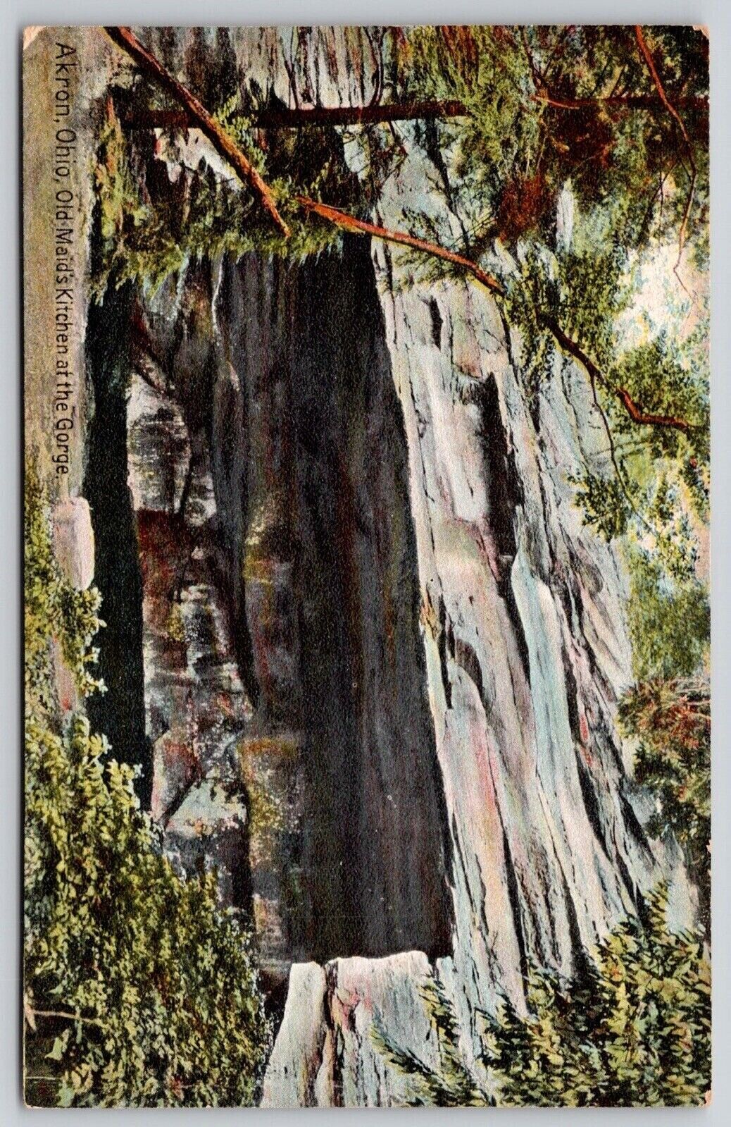 Akron Ohio OH Old Maids Kitchen Gorge Cave Rock Formation Vintage UNP Postcard