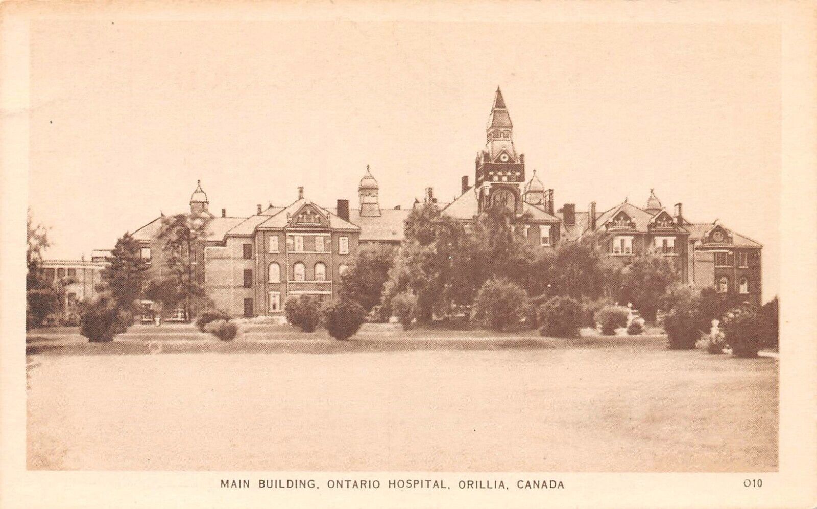 Postcard Orillia ON Canada Ontario Hospital Main Building Bond Street Series