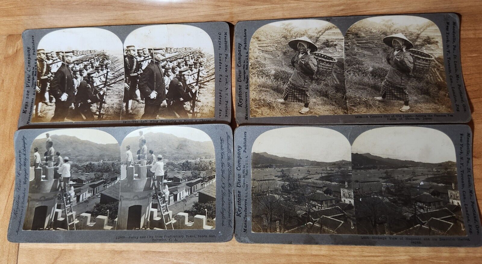 Vintage Stereograph Cards (4) Various, Japan, South America