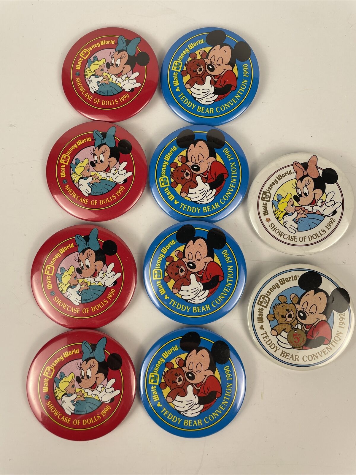 Vintage Walt Disney 90s Pinbacks - Lot Of 10 Pins - Mix Of Mickey And Minnie