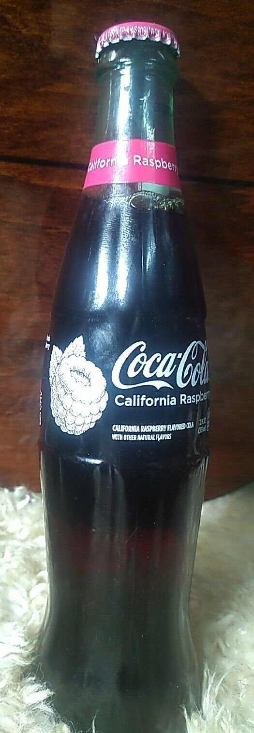  COCA COLA CALIFORNIA RASPBERRY RARE OLD GLASS SODA BOTTLE LIMITED EDITION FULL