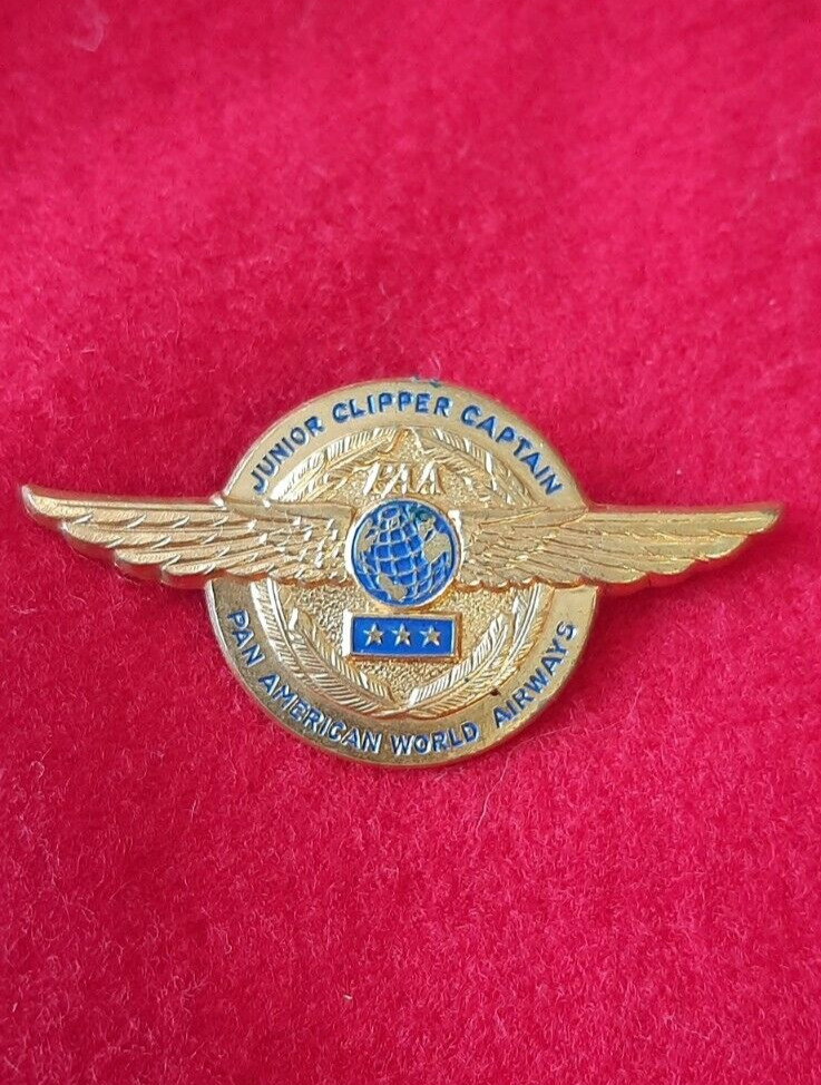 Pan Am Brass Junior Clipper Captain Pin Badge Pan American Airways Airline 1940s
