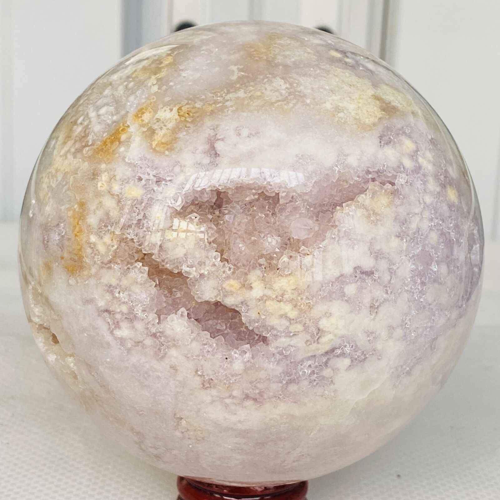1900g Natural Cherry Blossom Agate Sphere Quartz Crystal Ball Healing