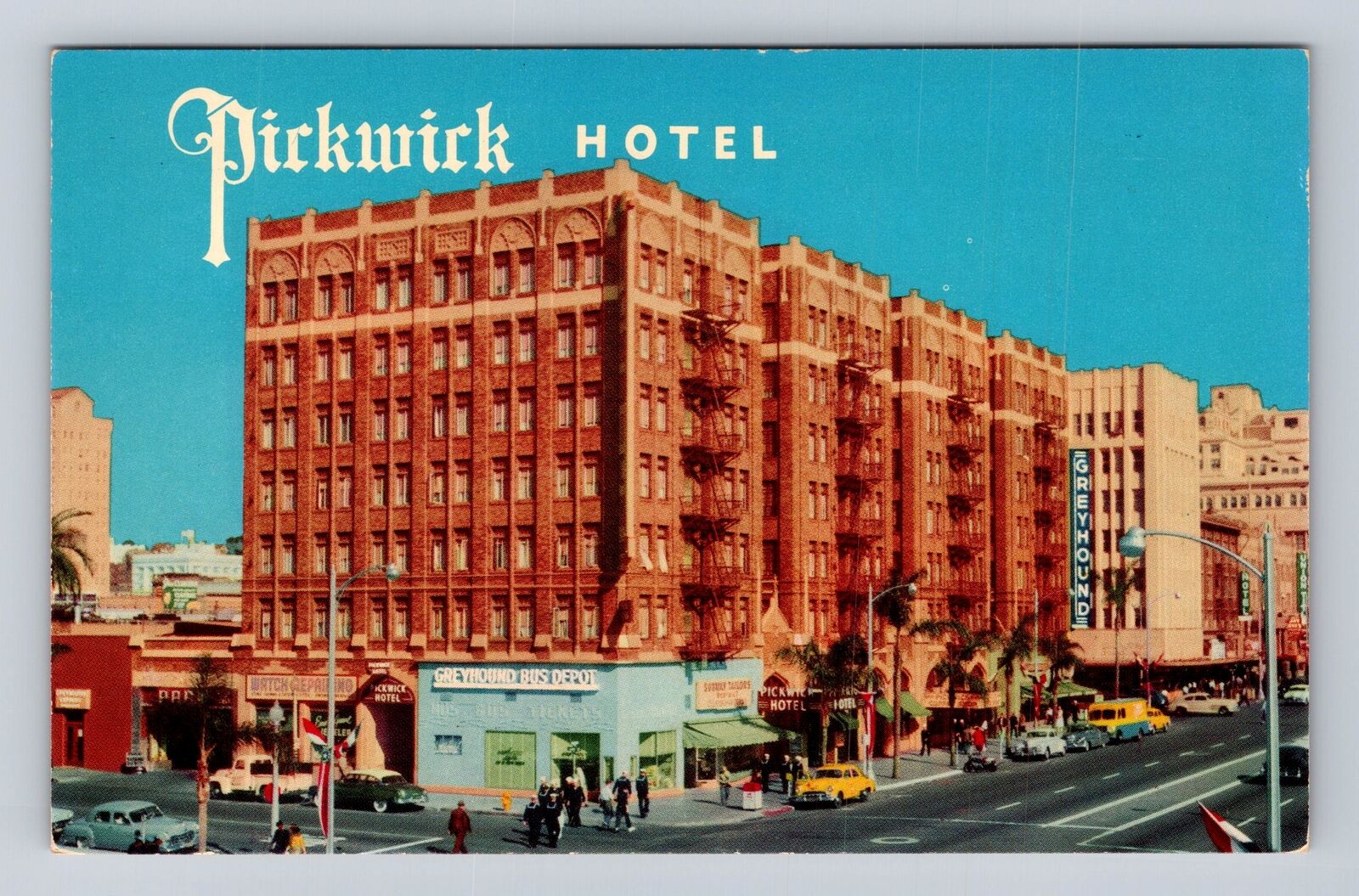 San Diego CA-California, The Pickwick Hotel, Advertising Vintage Postcard