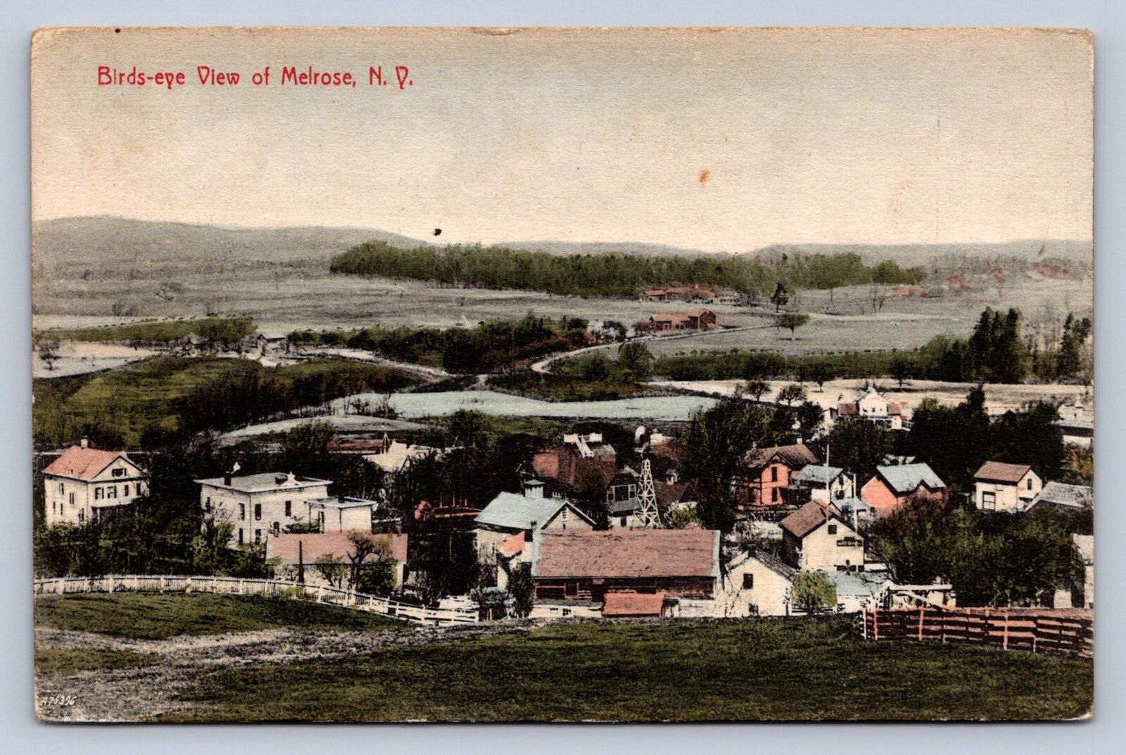 J88/ Melrose New York Postcard c1910 Schaghticoke Birdseye View Homes 456