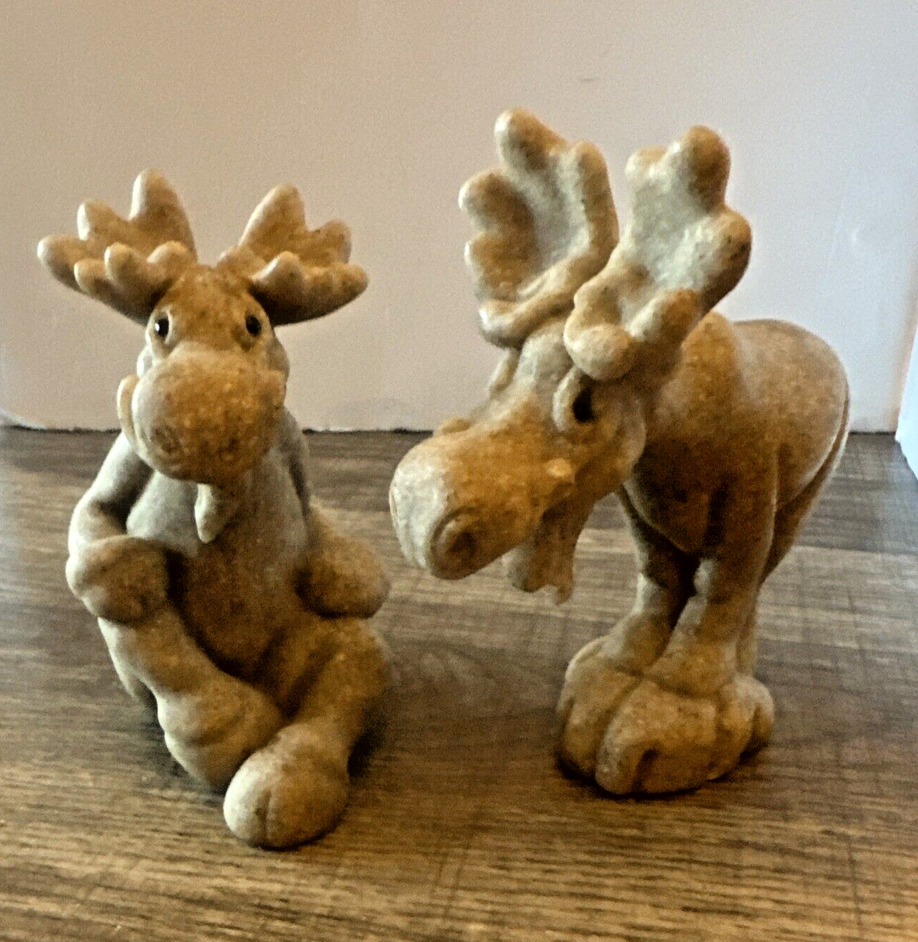 Quarry Critters Mimi & Misty Moose Figurines Pair 4”