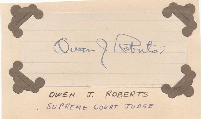 Owen Roberts-Historical Signed Page from the 1930s (Supreme Court Justice)