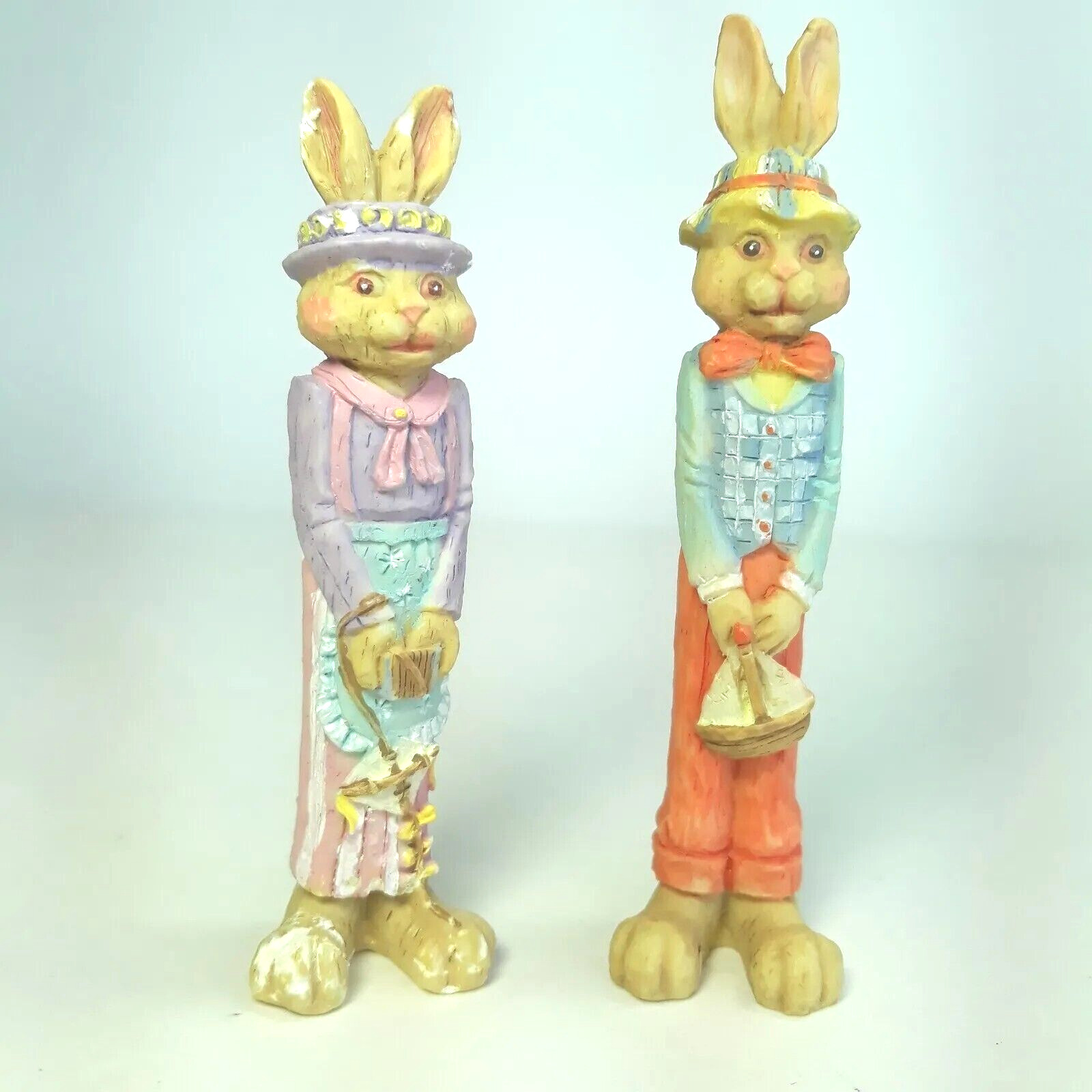 Easter Rabbit Figurines Pair Of 2 Spring Gift 3 1/2 Inches Collectible Pencil