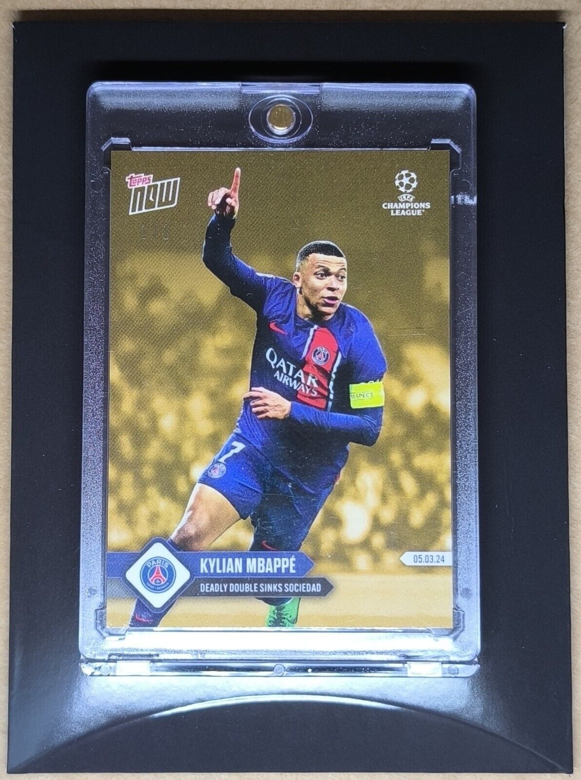 2024 Topps Now UEFA Champions League 1/1 Kylian Mbappe Sinks Society #100 PSG