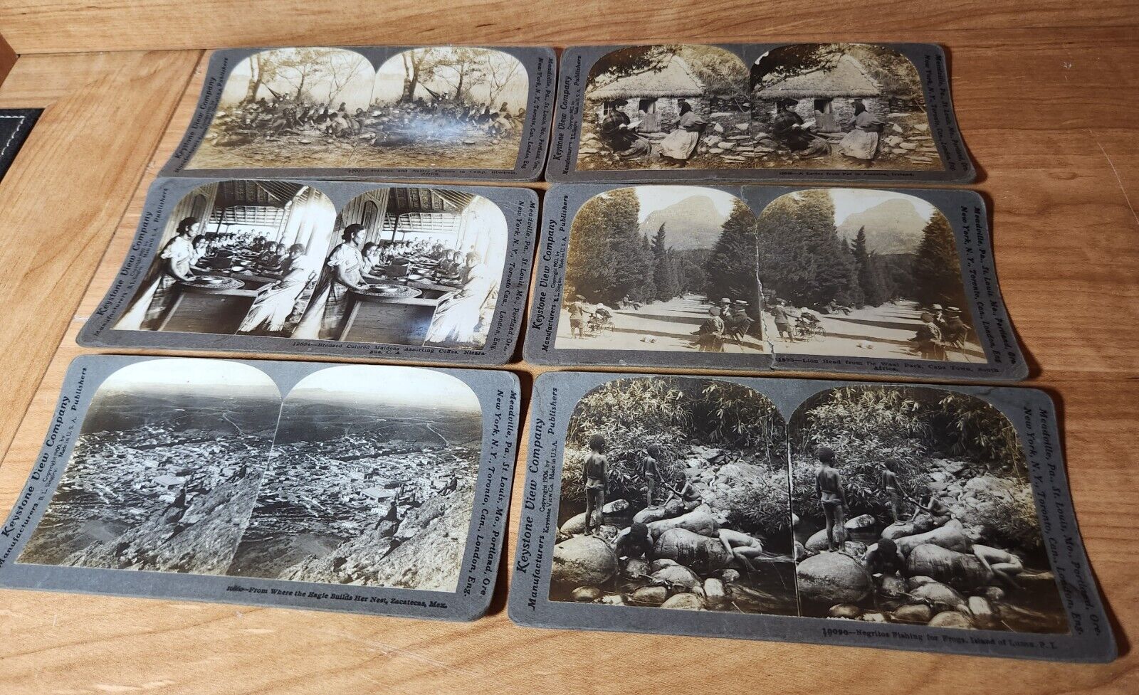 Vintage Stereograph Cards (6) Various pics, Africa, Ireland, South America, etc.