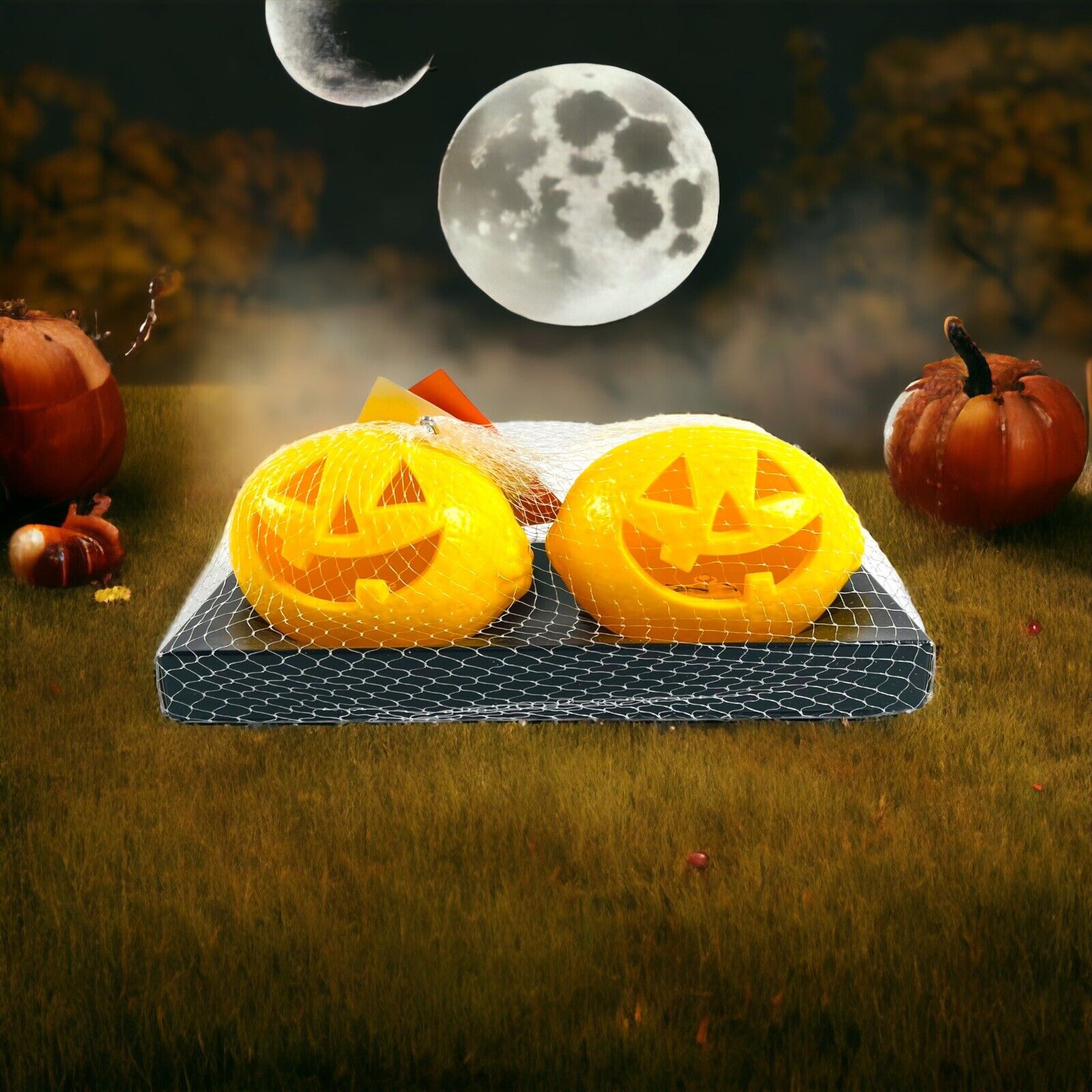 Hyde and Eek Lemons Halloween Lit Faux Carved Jack O\' Lantern Kitchen Fruit READ