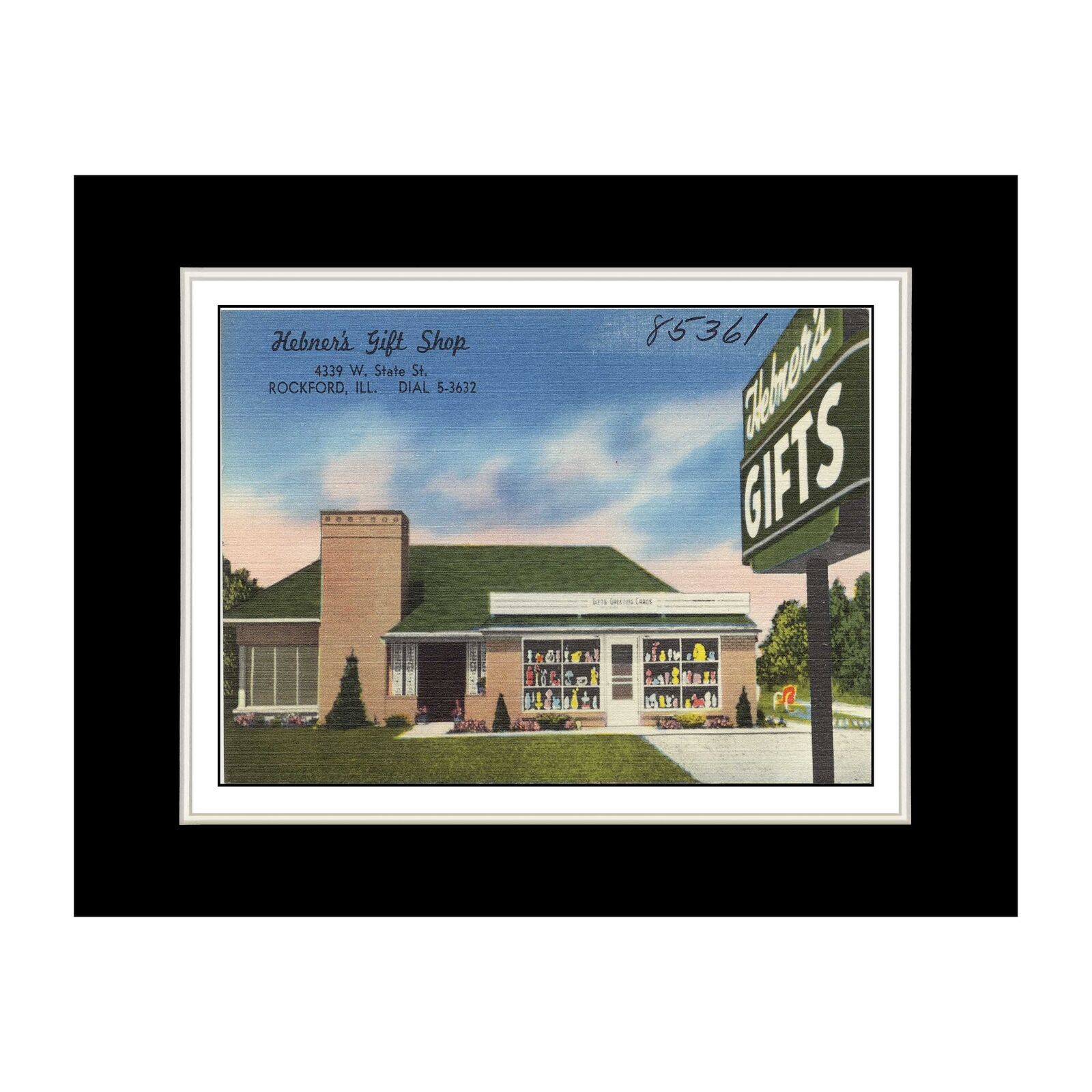 Art Print - Illinois Postcard - Hebner\'s Gift Shop, 4339 W. State St., Rockfor