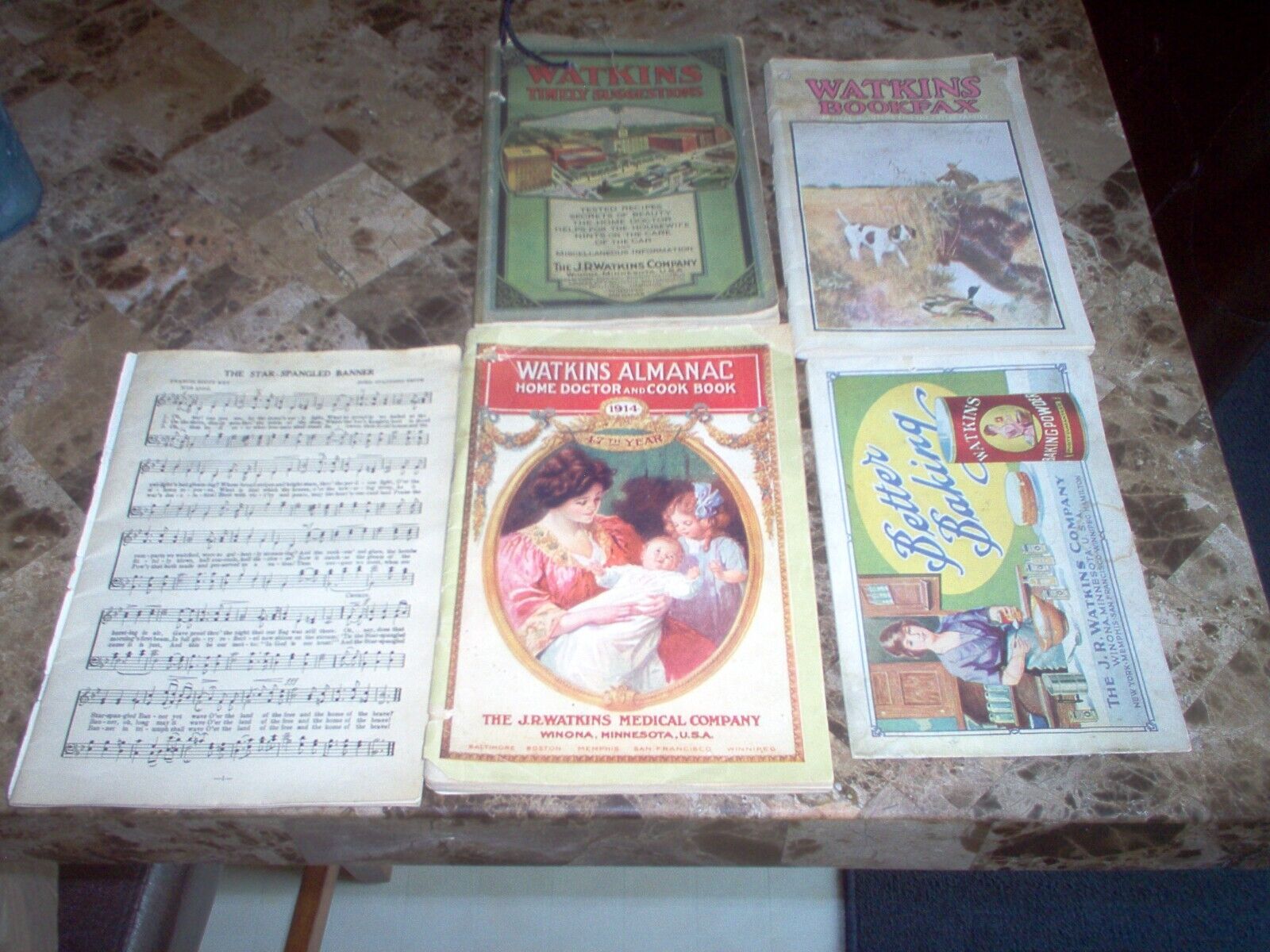 WATKINS ALMANAC HOME DOCTOR AND COOK BOOK 1914 & THREE OTHER WATKINS BOOKS ..