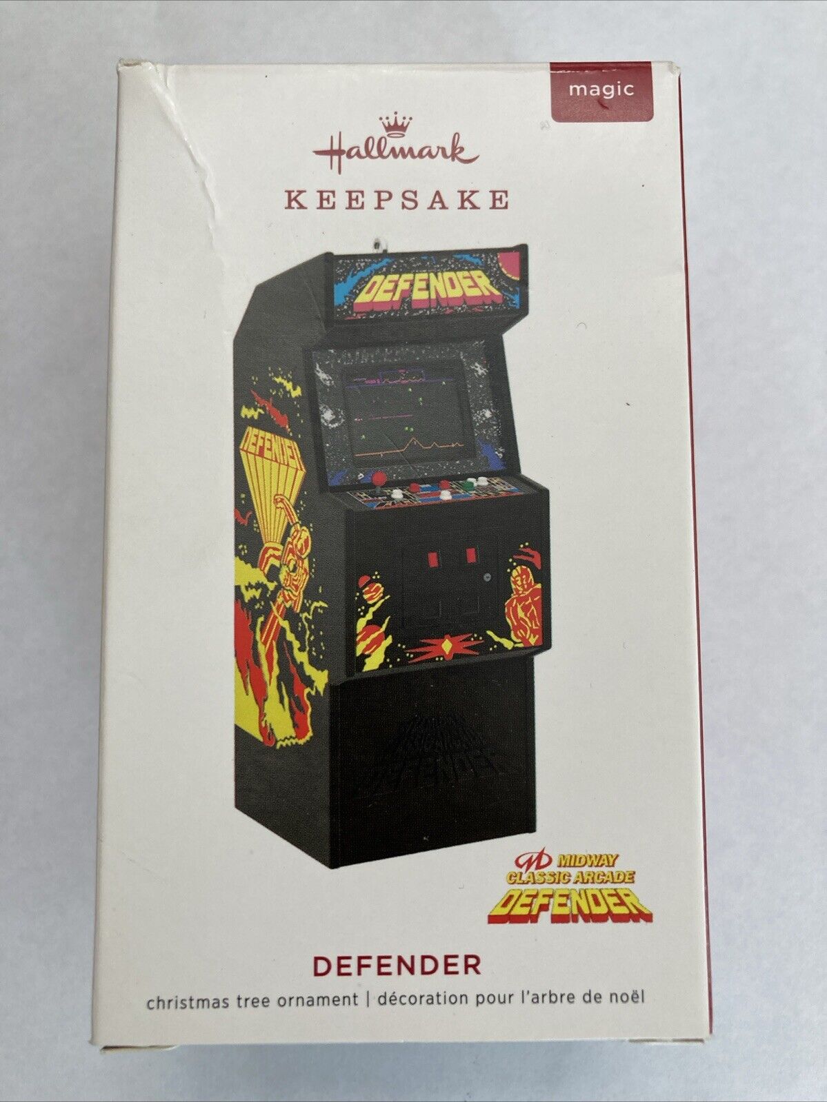 2019 Hallmark Midway Classic Arcade DEFENDER Keepsake Ornament Damaged Box