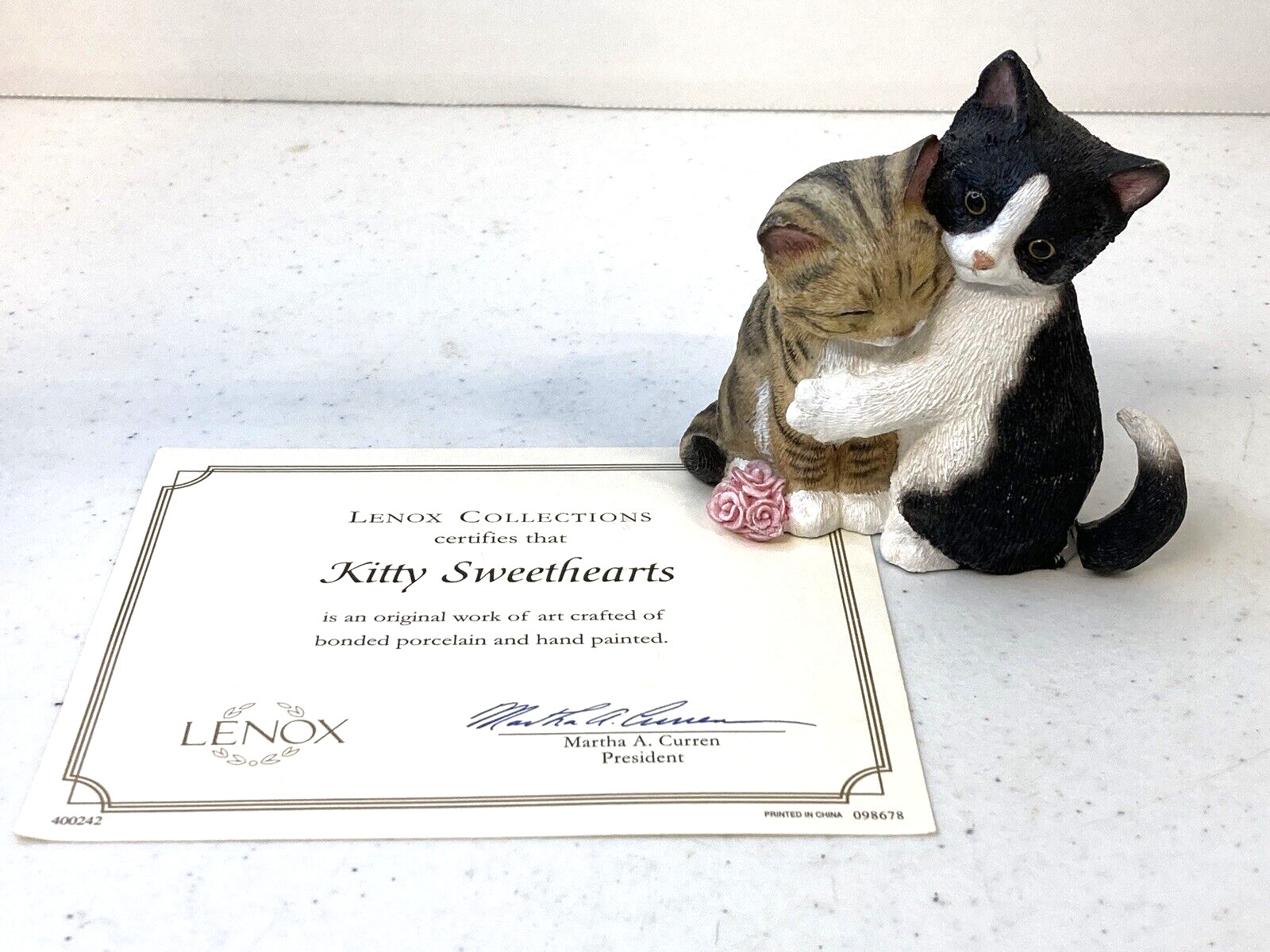 Lenox 2003 Kitty Sweet Hearts 2 Cats Hugging With Certificate Unboxed