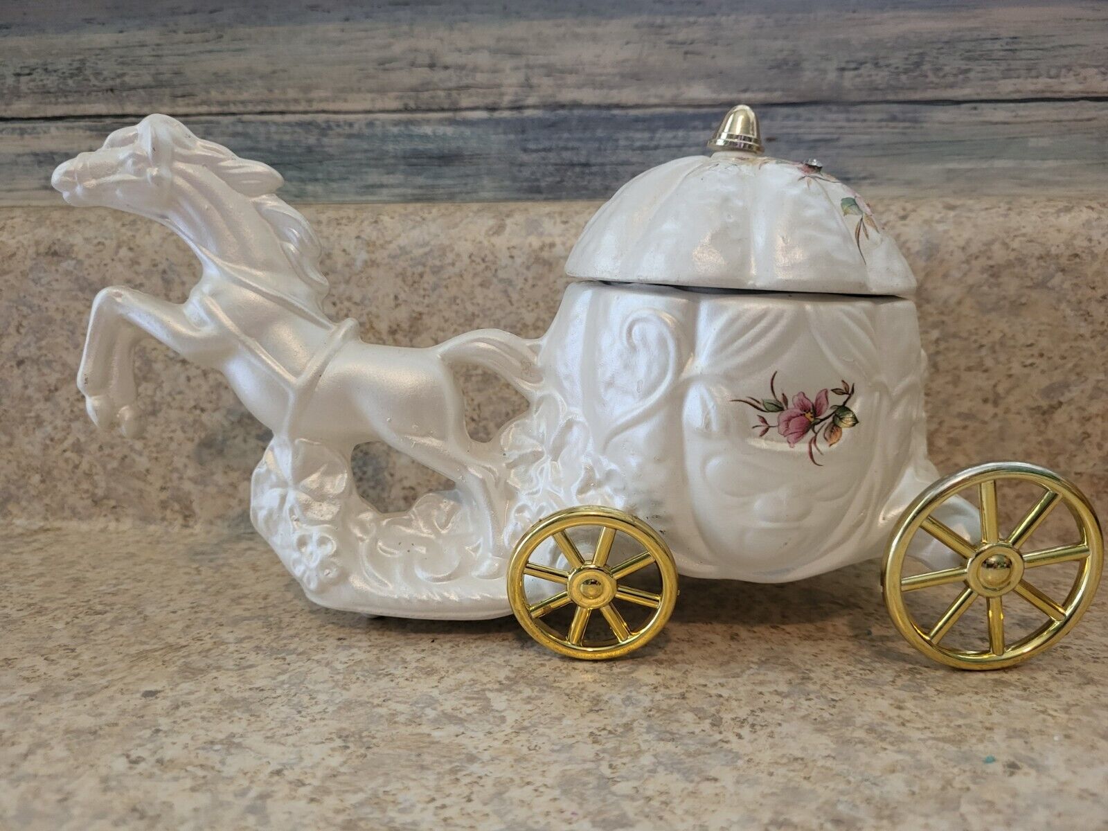 Berger Italian Horse And Carriage Trinket Box, 9in Long, Made In Italy, Vintage 