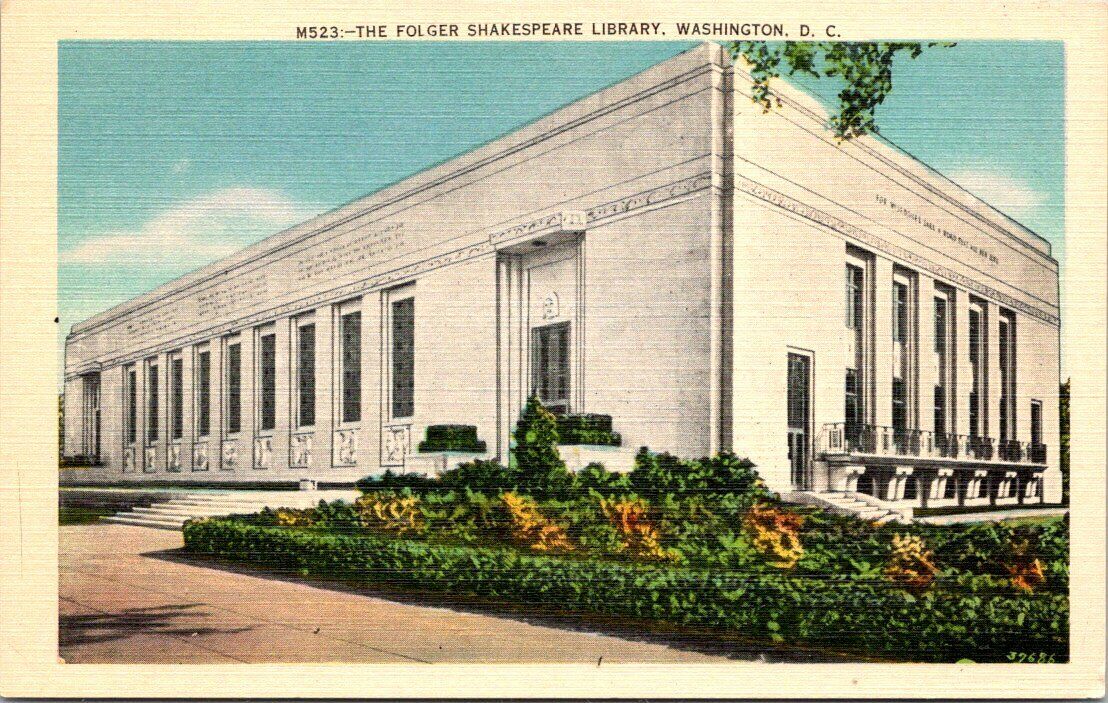 c1940s Folger Shakespeare Library Washington DC Vintage Postcard 