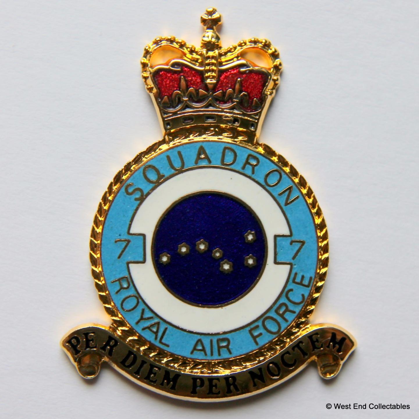 RAF 7 Squadron DANBURY MINT Blank Badge -24ct Gold Detail 1970s Royal Air Force