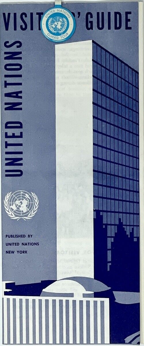 Jan 1965 UNITED NATIONS Visitors Guide 16 page foldout BROCHURE W. Badge