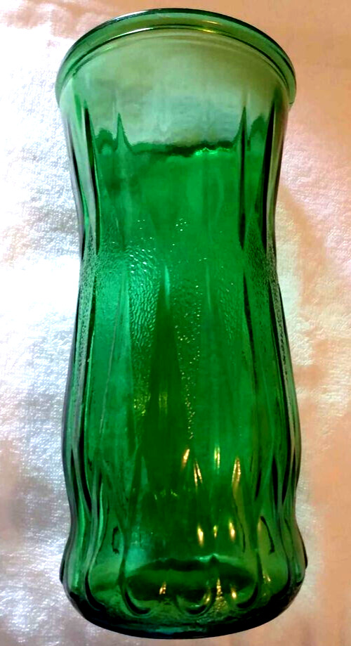Vintage C.F.G. CL9 Emerald Green textured glass vase 9 1/2\