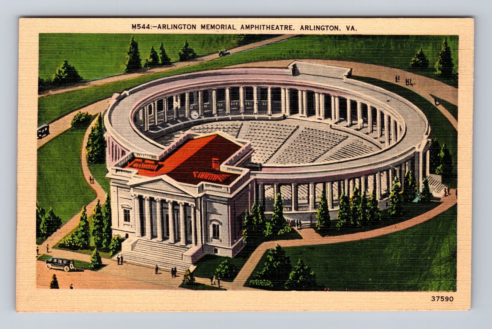 Arlington VA-Virginia, Aerial Arlington Memorial Amphitheatre, Vintage Postcard