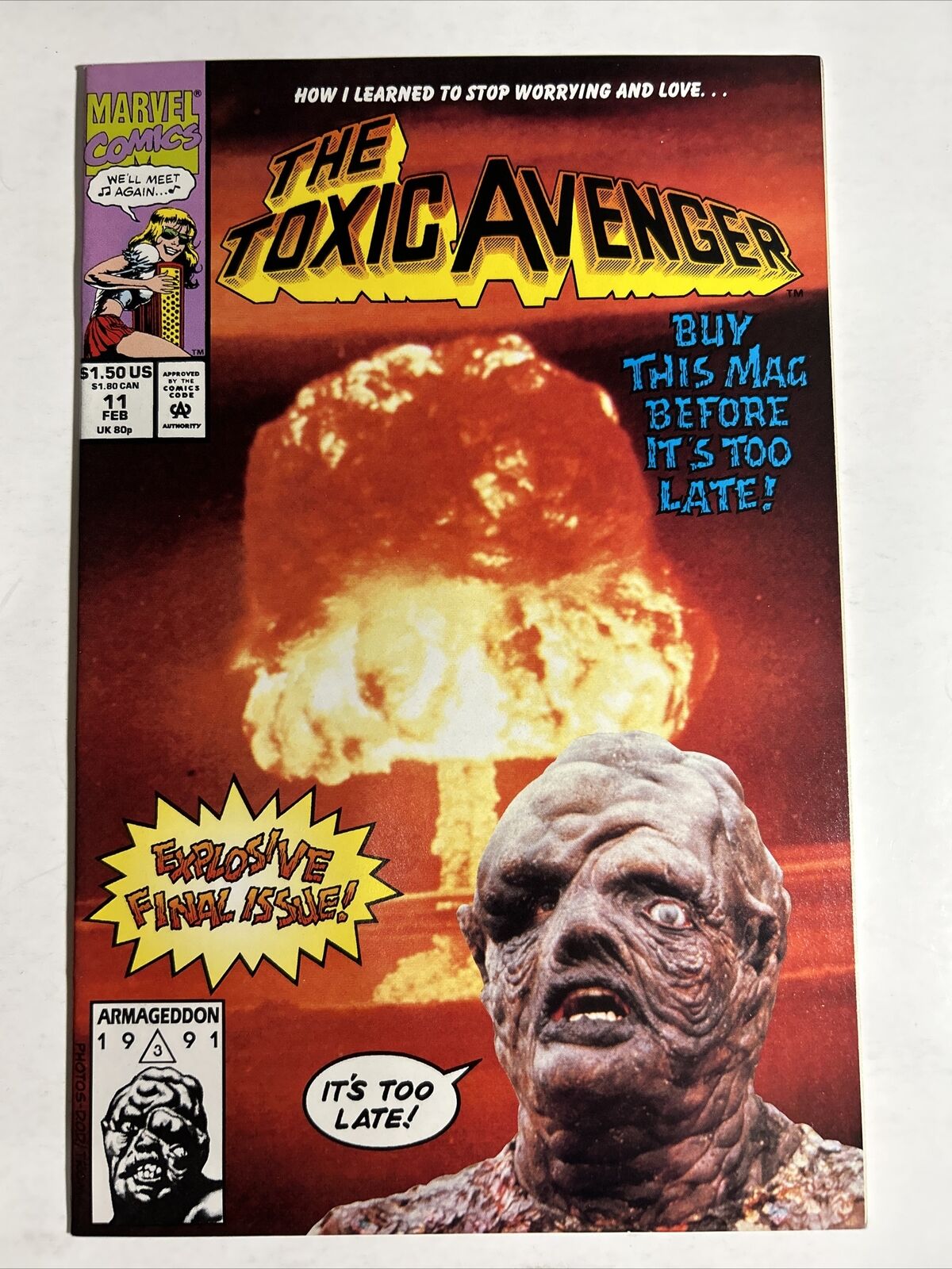 Toxic Avenger # 11 Marvel 1992 Key Scarce Final Issue Bacon Dinklage Photo Cover