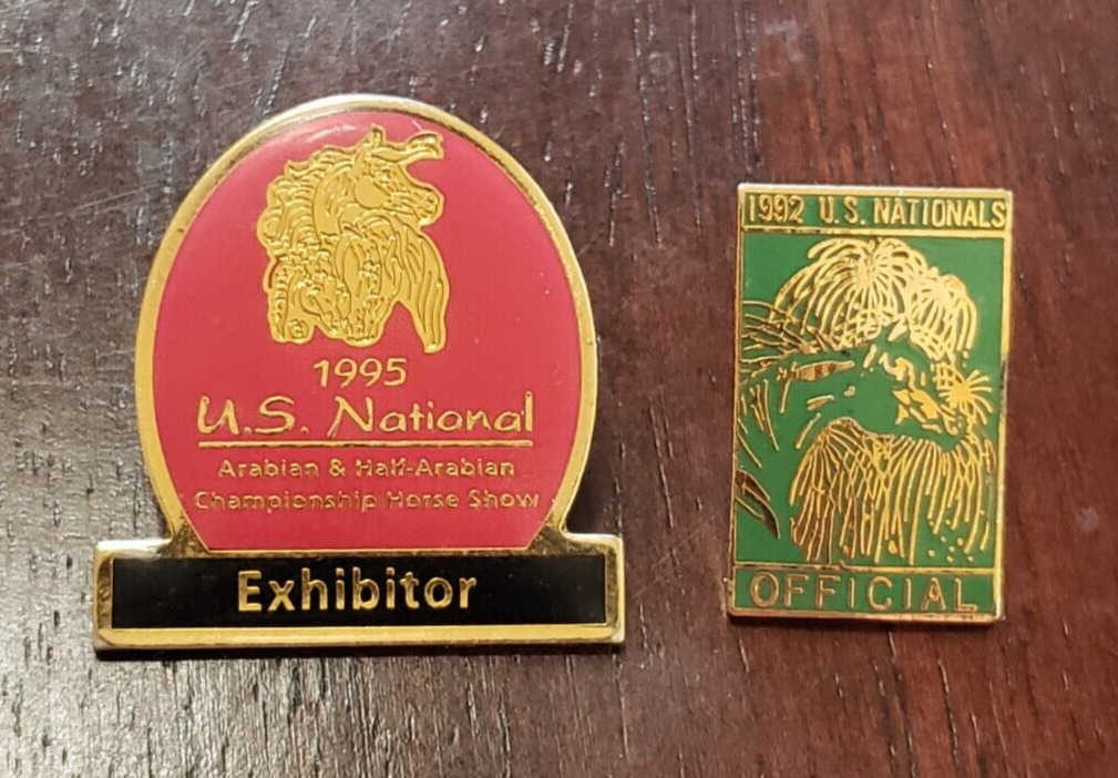 U.S. National Horse Show Pins 1995 Arabian Championship Exhibitor 1992 Official