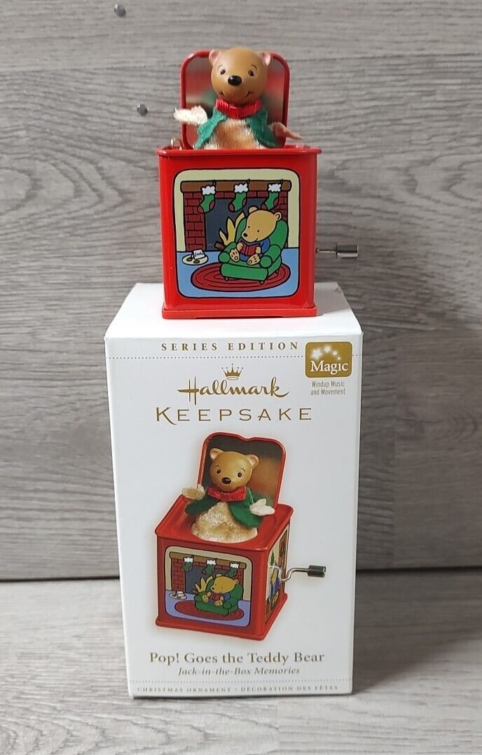 2006 Hallmark Keepsake Christmas Ornament Pop Goes The Teddy Bear Jack in Box 