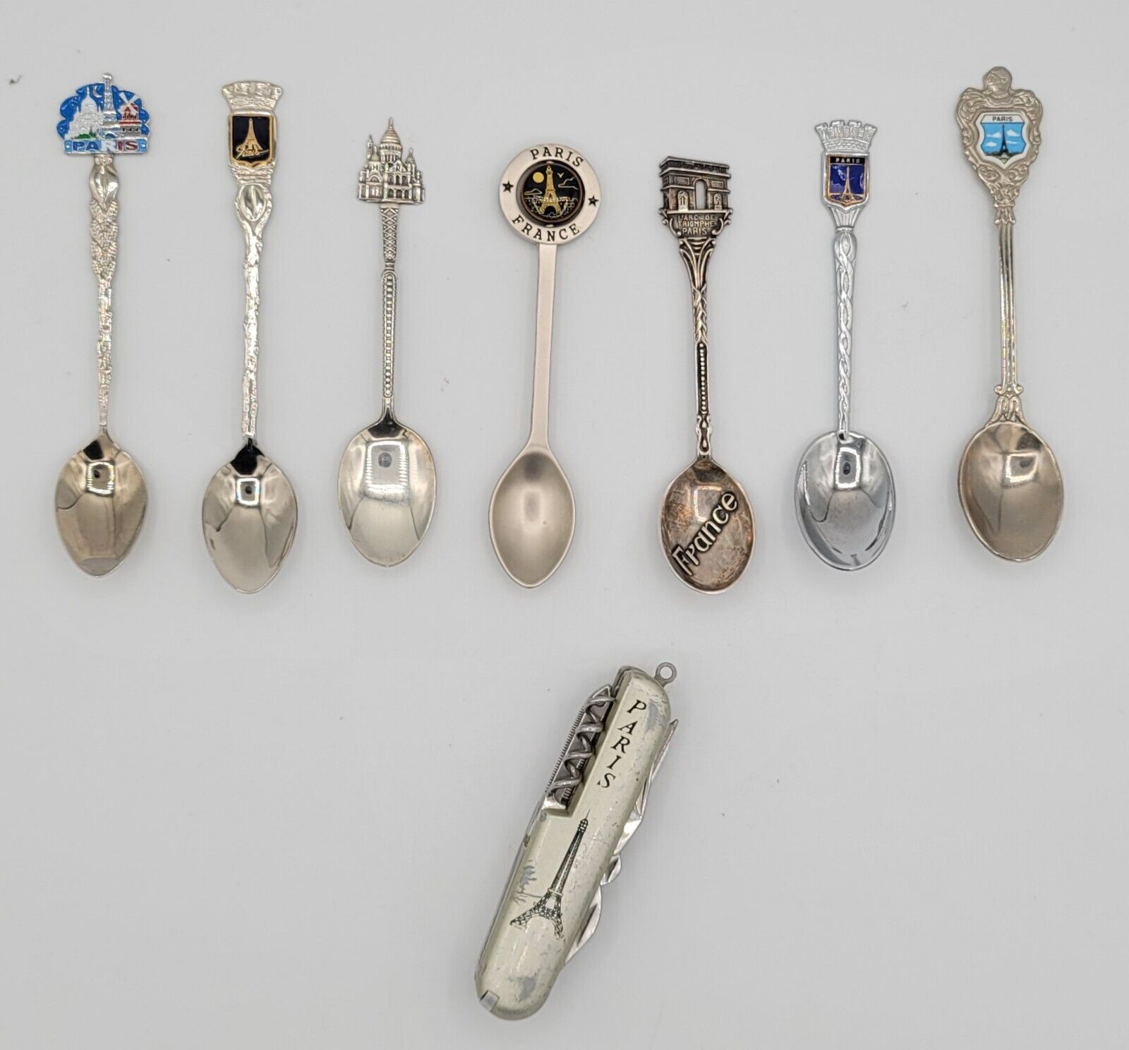 Paris Spoons & Paris Pocket Knife Lot Paris Souvenirs Paris Collectibles