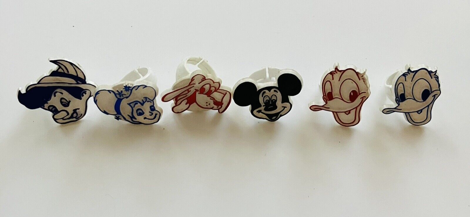 VTG Lot 5 Disney Character Plastic Rings 1970s Mickey  Goofy