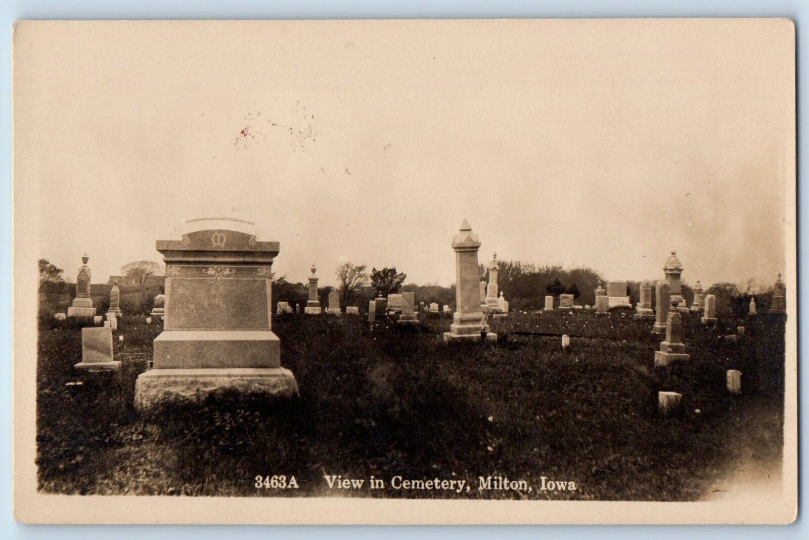 Milton Iowa IA Postcard RPPC Photo View In Cemetery c1930\'s Unposted Vintage