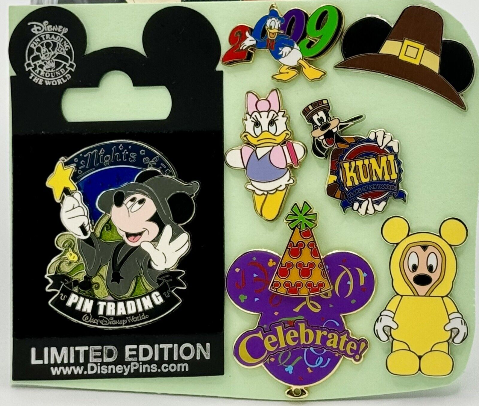 Disney Pin Lot YEAR 2009 ~ 7pc Pins Set Mickey Trading Nights Goofy Daisy Donald
