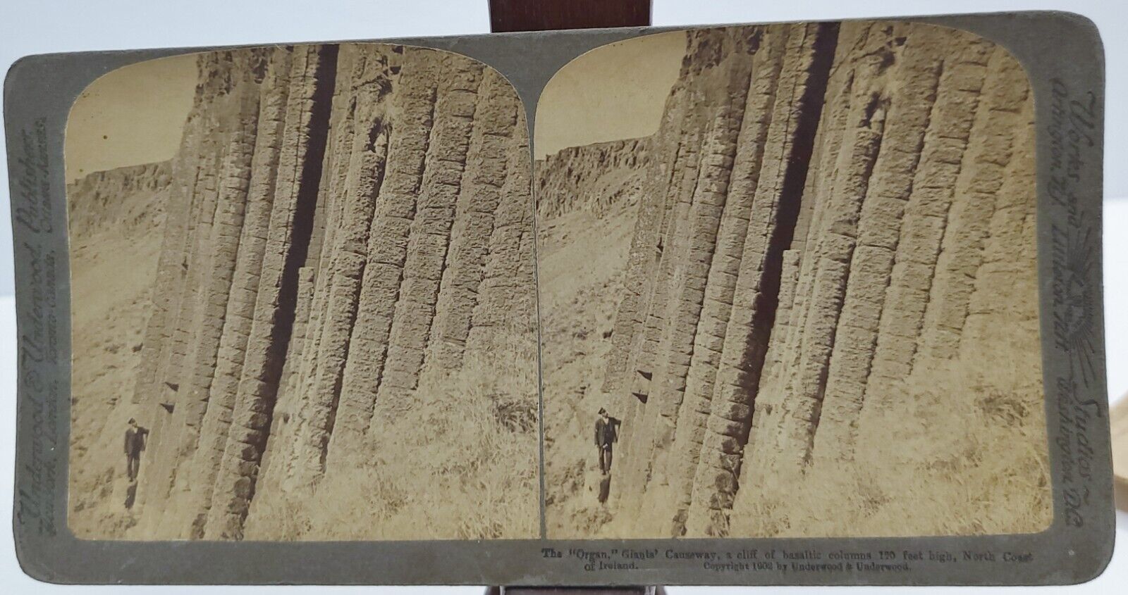 Antique 1902 Underwood Stereoview Ireland THE ORGAN Basalt Columns Giants Way