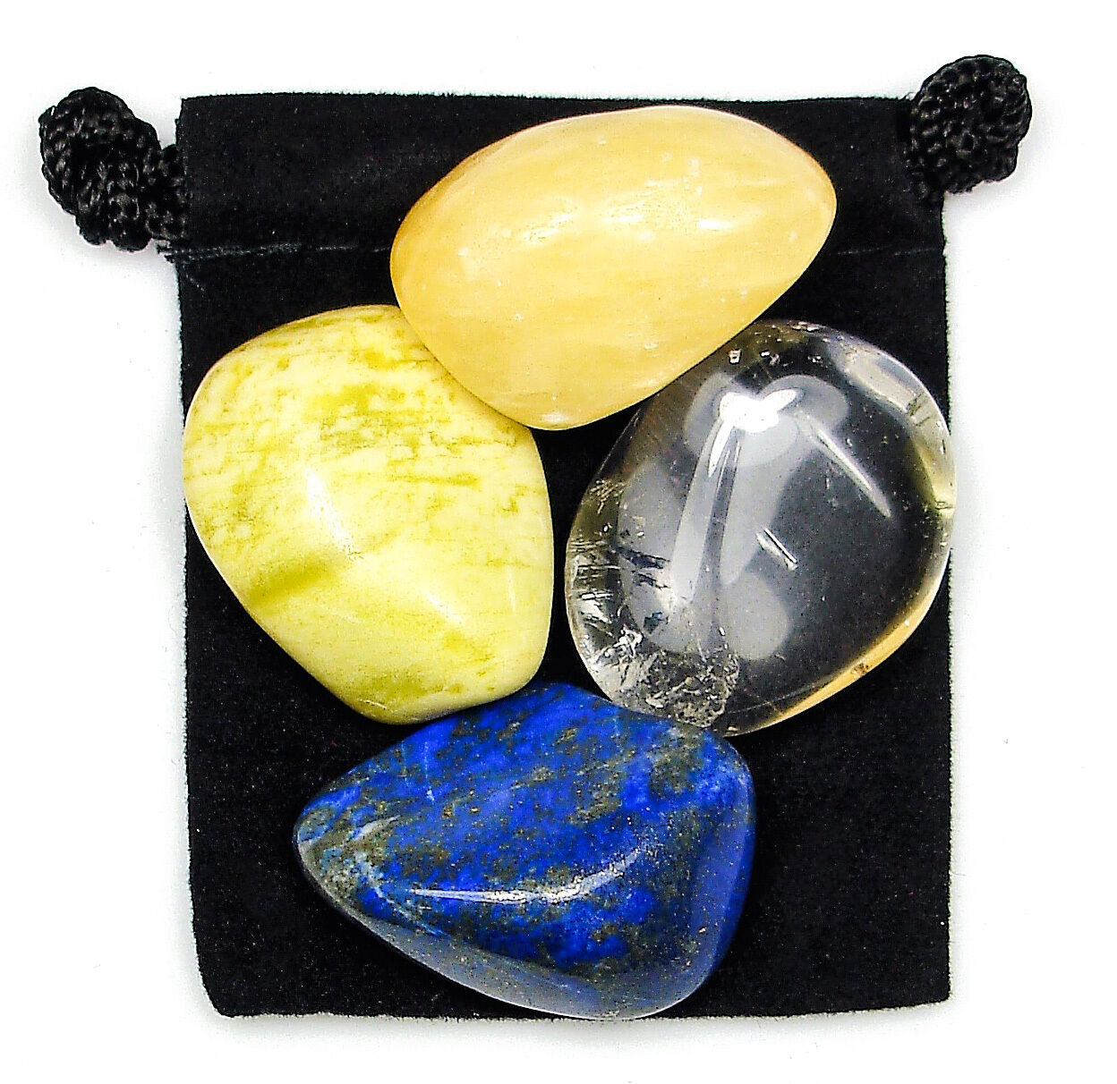 SPIRITUAL JOURNEY Tumbled Crystal Healing Set = 4 Stones + Pouch + Card