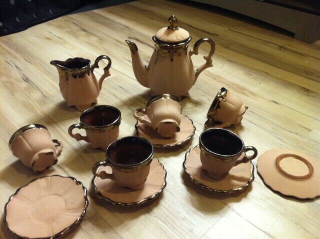 Rare Bronze Dipped Terracota Clay Tea Set