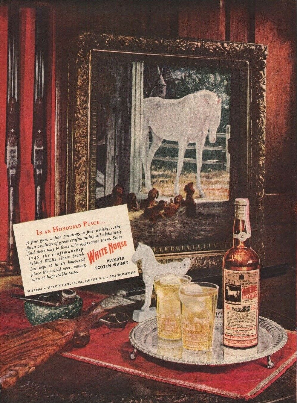 1948 White Horse Blended Scotch Whisky - Vintage Print Advertisement
