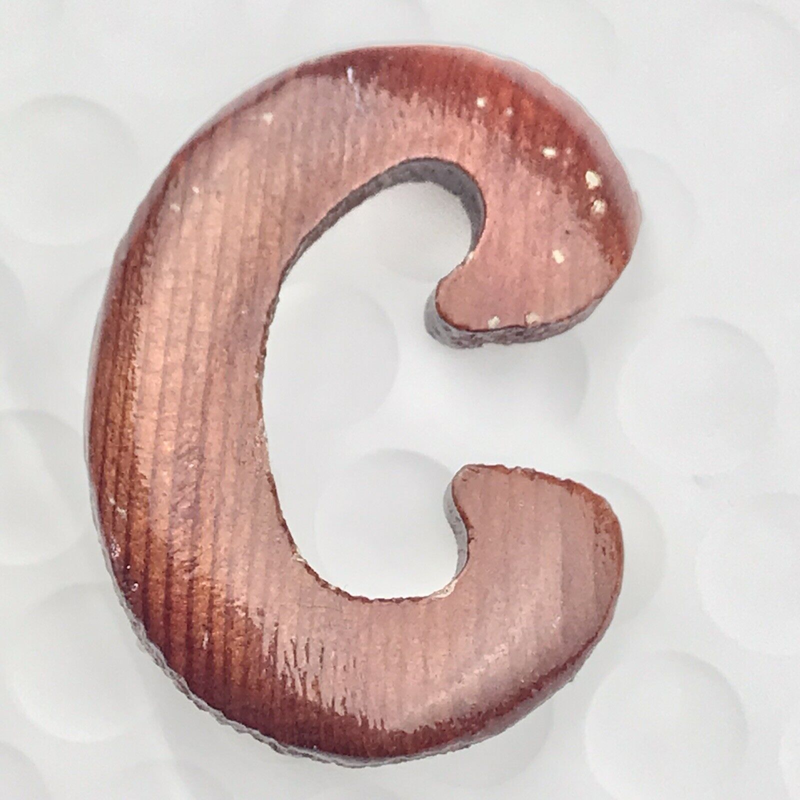 Letter C Pin Wooden Vintage Brooch Initial