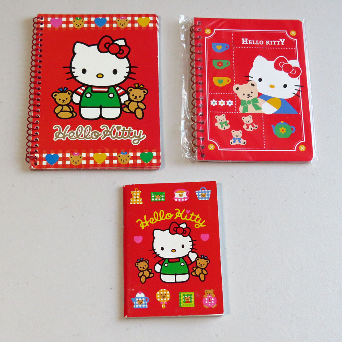 Lot of 3 Vintage 90s Hello Kitty Small Spiral Notebooks 1994 1995 Teddy Bears